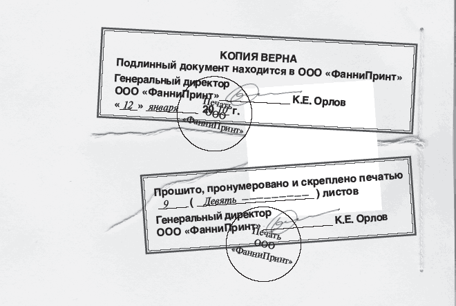 Сшить документы и заверить образец 5